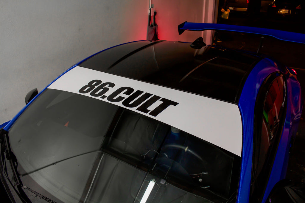 86 Cult Window Banner ( White / Black ) – Premium Auto Styling