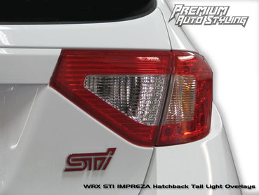 2008-2014 Subaru WRX Hatchback Tail Light Overlay Kit (Red Tint w/ Reverse & Blinker Cutouts)