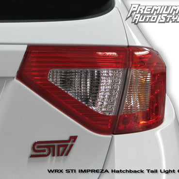 Tail Light Overlays w/ Reverse & Blinker Cut Outs - Red Tint | 2008-2014 Subaru WRX & STI Hatchback