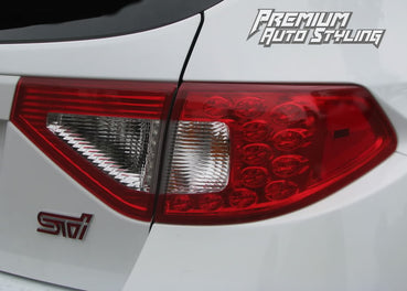 2008-2014 Subaru WRX Hatchback Tail Light Overlay Kit (Red Tint w/ Reverse & Blinker Cutouts)