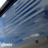 Pre-Cut American Flag Rear Window DECAL - Satin Black / Satin Grey | 2014-2019 GMC Sierra | 2014-2019 Chevy 1500