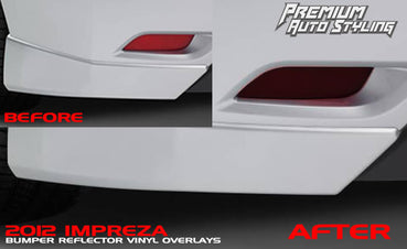 2012 Impreza rear bumper reflector smoked vinyl overlays