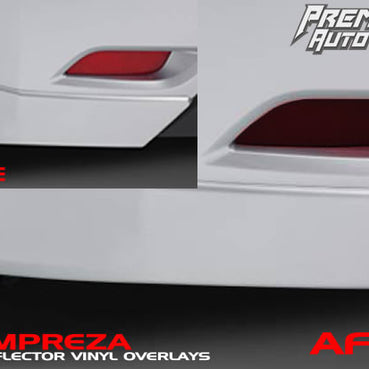 2012 Impreza rear bumper reflector smoked vinyl overlays