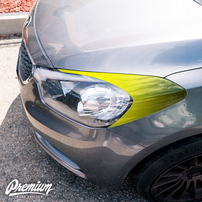 Headlight Amber Delete with Eyelid Vinyl Overlay - Gloss Black / Smoke Tint | 2014-2016 Kia Forte