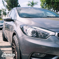 Headlight Amber Delete with Eyelid Vinyl Overlay - Gloss Black / Smoke Tint | 2014-2016 Kia Forte