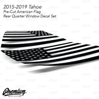 American Flag Rear Qtr Window DECAL Set - Satin Black / Satin Grey