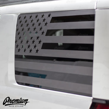 American Flag Rear Qtr Window DECAL Set - Satin Black / Satin Grey
