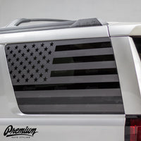 American Flag Rear Qtr Window DECAL Set - Satin Black / Satin Grey | 2015-2020 Chevrolet Tahoe
