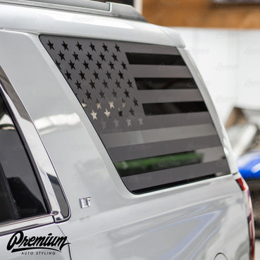 American Flag Rear Qtr Window DECAL Set - Satin Black / Satin Grey