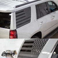 American Flag Rear Qtr Window DECAL Set - Satin Black / Satin Grey