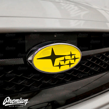 2015-2021 Subaru WRX Emblem Vinyl Overlay - Yellow Background