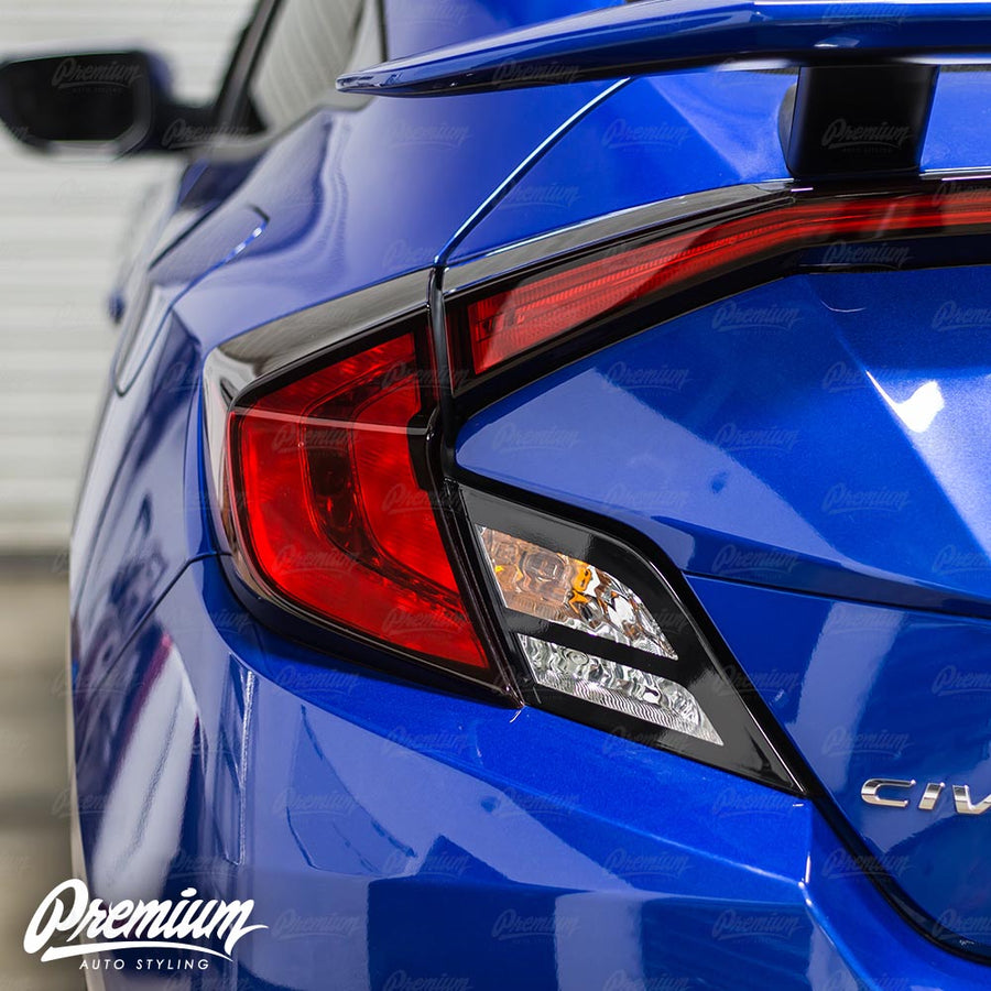 Tail Light with Custom Cut Out Accent Vinyl Overlay - Gloss Black | 2016-2020 Honda Civic Coupe