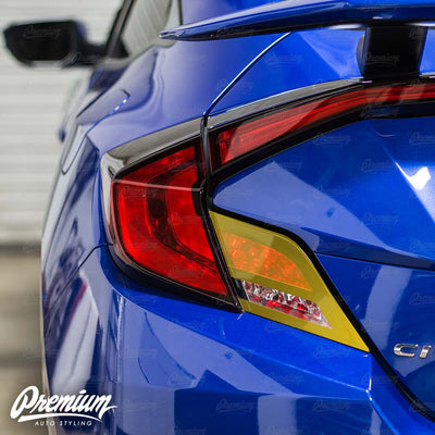 Custom Combo - Black Tail Light Accent with Red Turn Signal Tint Overlay | 2016-2020 Honda Civic Coupe