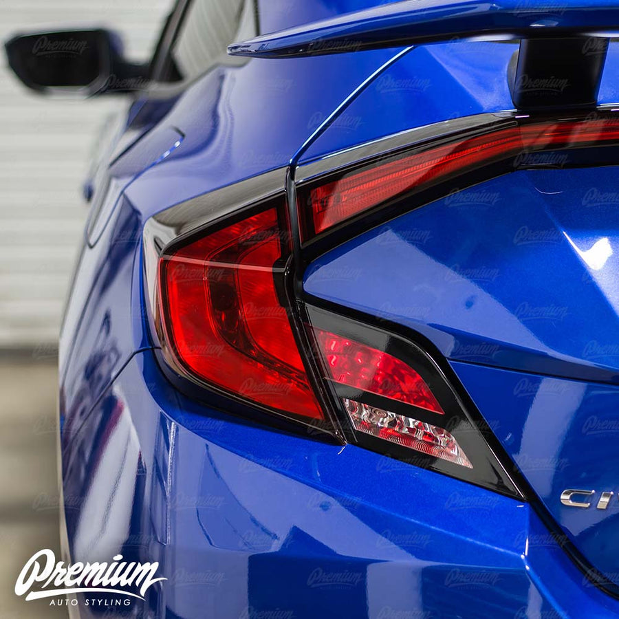 Custom Combo - Black Tail Light Accent with Red Turn Signal Tint Overlay | 2016-2020 Honda Civic Coupe