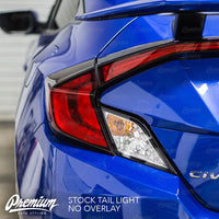 Custom Combo - Black Tail Light Accent with Red Turn Signal Tint Overlay | 2016-2020 Honda Civic Coupe