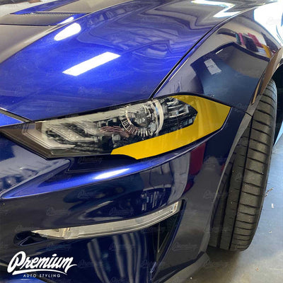 Headlight Amber Delete Overlay V2 - Gloss Black | 2018-2023 Ford Mustang GT