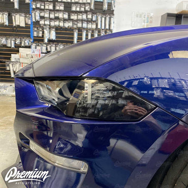 Headlight Amber Delete Overlay V2 - Gloss Black | 2018-2023 Ford Mustang GT