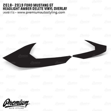 Headlight Amber Delete Overlay V2 - Gloss Black | 2018-2023 Ford Mustang GT