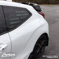 Pre-Cut American Flag Rear Quarter Window DECAL - Satin Black / Satin Grey | 2018-2022 Hyundai Veloster