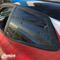 Pre-Cut American Flag Rear Quarter Window DECAL - Satin Black / Satin Grey | 2018-2022 Hyundai Veloster