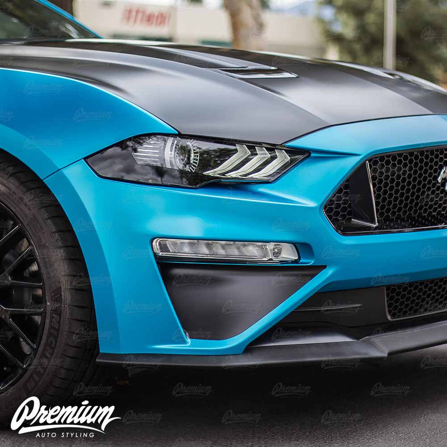 Front Bumper Roush Style Accent Overlay - Satin Black | 2018-2023 Ford Mustang