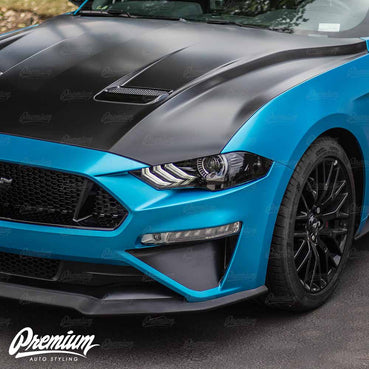 Front Bumper Roush Style Accent Overlay - Satin Black | 2018-2023 Ford Mustang
