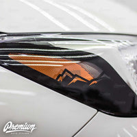 Headlight Amber Delete Overlay w/ Mountain Range Cut Out -Gloss Black