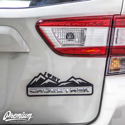"I Heart My" Crosstrek Mountain Range DECAL - Gloss Black