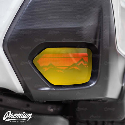 Rear Bumper Reflector w/ Mountain Range Cut Out Overlay -Gloss Black