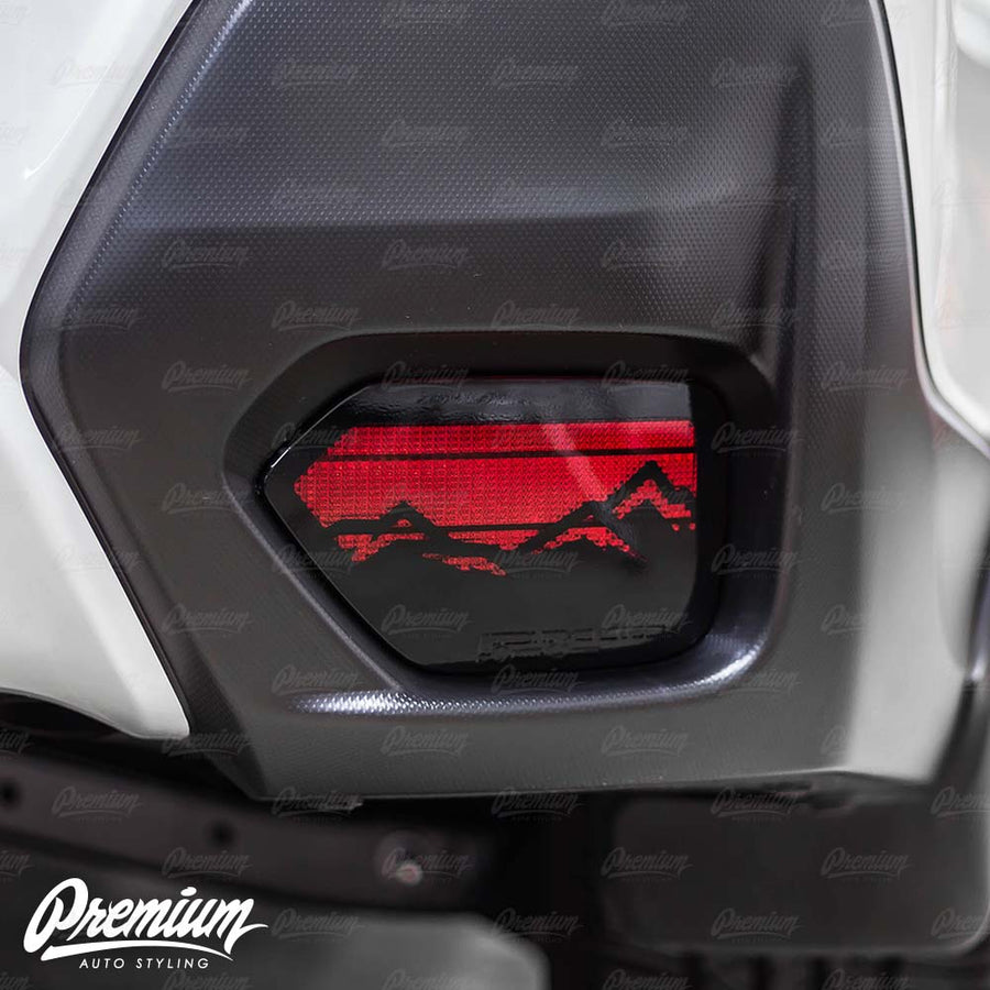 Rear Bumper Reflector w/ Mountain Range Cut Out Overlay -Gloss Black