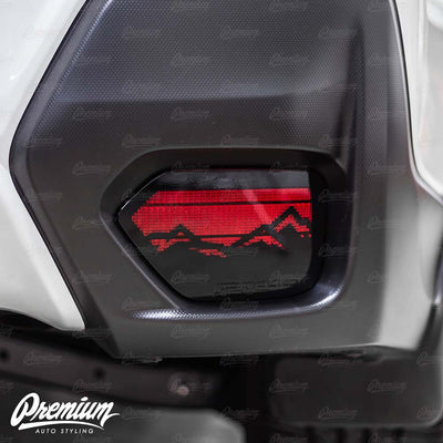 Rear Bumper Reflector w/ Mountain Range Cut Out Overlay -Gloss Black