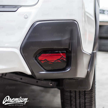 Rear Bumper Reflector w/ Mountain Range Cut Out Overlay -Gloss Black
