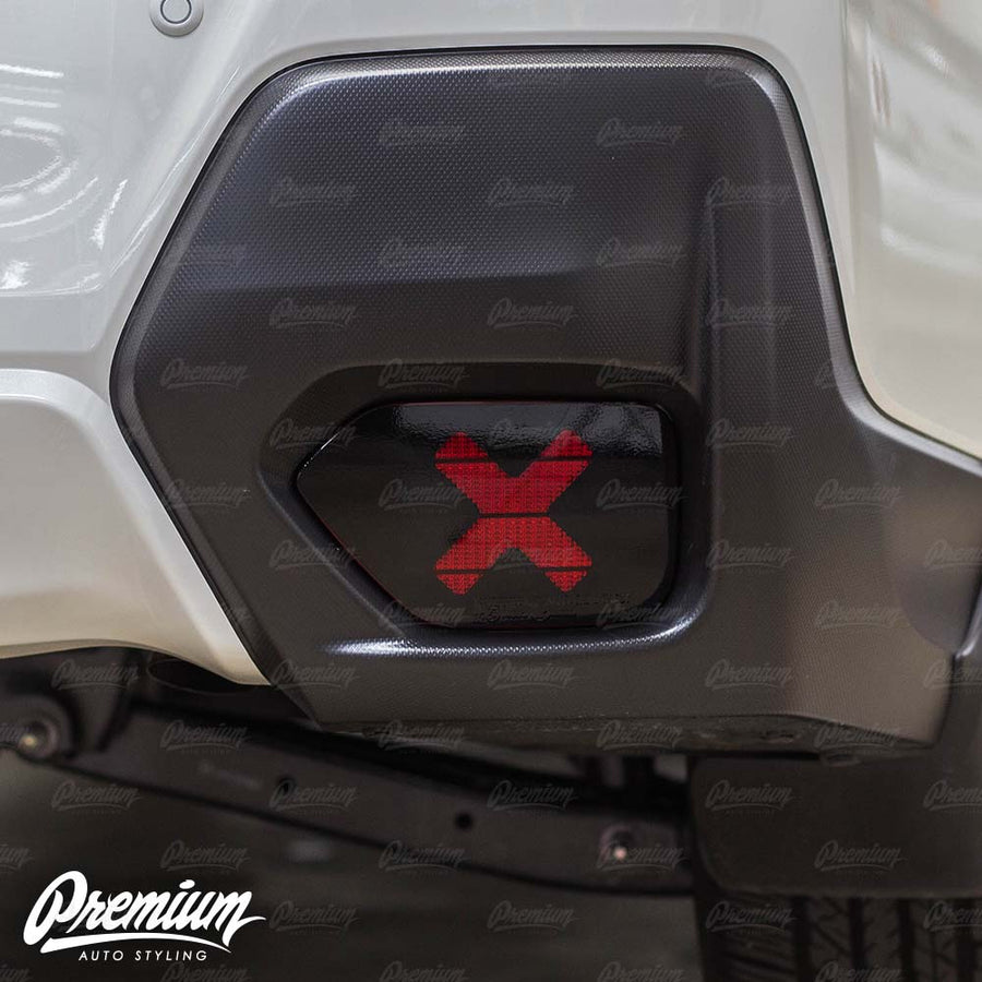 Rear Bumper Reflector with X - Cut Out Vinyl Overlay - Gloss Black