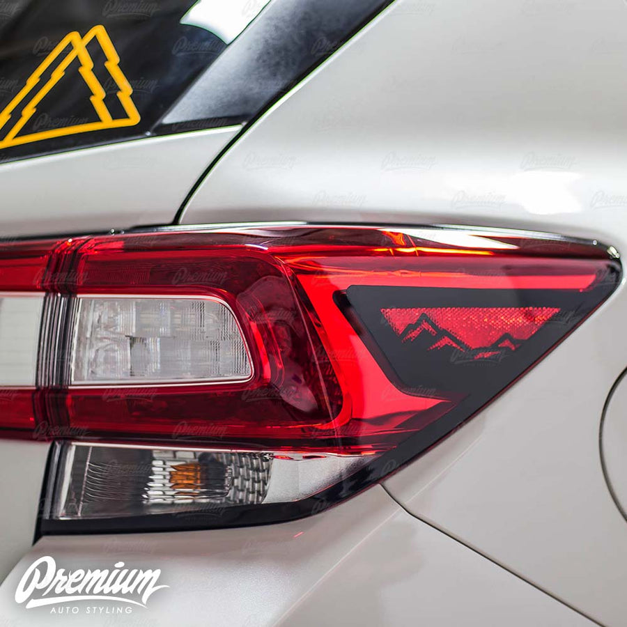 Tail Light Trim Accent Overlay w/ Mountain Range Cut Out -Gloss Black