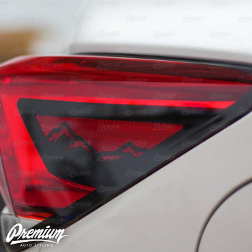 Tail Light Trim Accent Overlay w/ Mountain Range Cut Out -Gloss Black