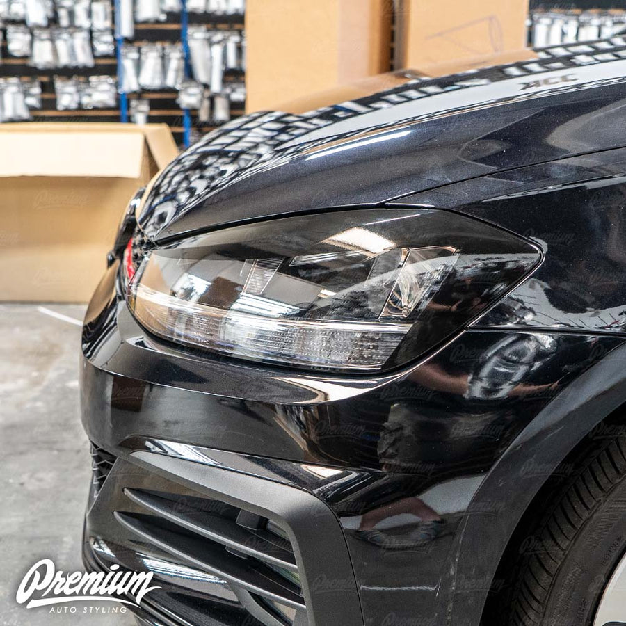 Headlight Amber Delete with Eyelid Overlay - Gloss Black | 2018-2020 Volkswagen GTI (Halogen Only)