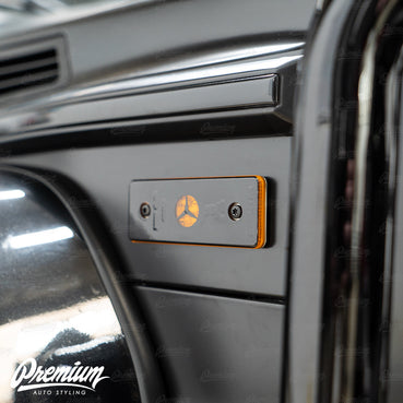 Front & Rear Side Reflector Overlays w/ Custom Logo - Gloss Black | Mercedes G-Wagon