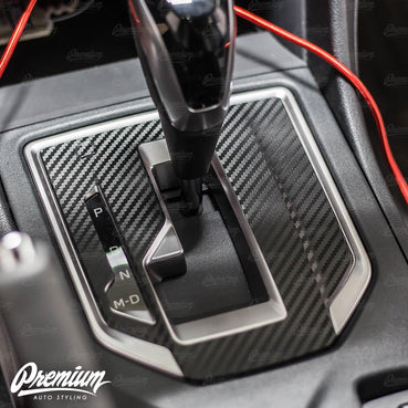 2018-2023 Subaru Crosstrek Shifter Trim Vinyl Overlay - Textured Carbon Fiber
