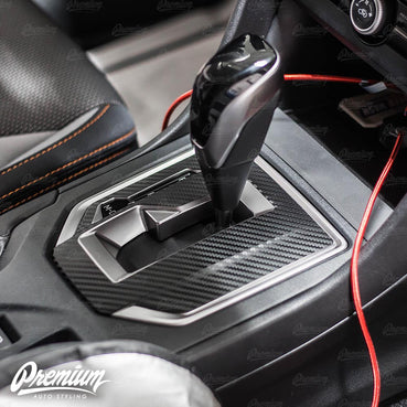 2018-2023 Subaru Crosstrek Shifter Trim Vinyl Overlay - Textured Carbon Fiber