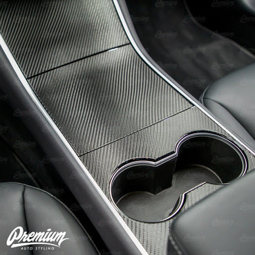 Center Console Vinyl Overlay - Carbon Fiber | 2017-2020 Tesla Model 3