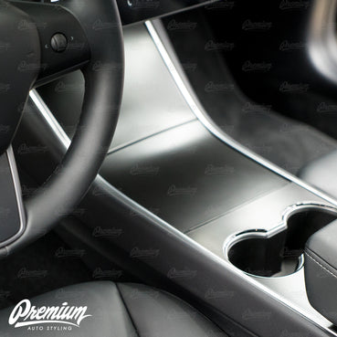 2017-2020 Tesla Model 3 Center Console Vinyl Overlay Set - Satin Black