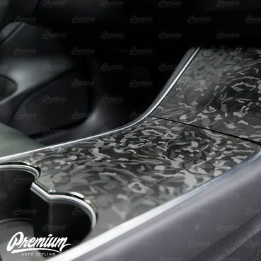 2017-2023 Tesla Model 3 Center Console Vinyl Overlay Set - Shadow Black