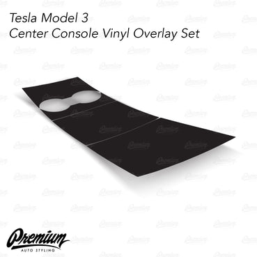 2017-2020 Tesla Model 3 Center Console Vinyl Overlay Set - Gloss Black