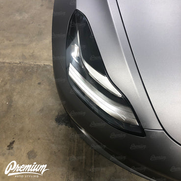 2017-2020 Tesla Model 3 Headlight Eyelid Vinyl Accent Overlay v1 (Large) - Blackout