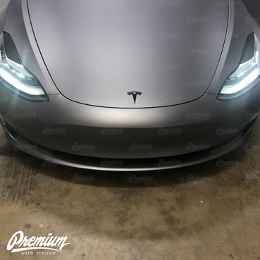 2017-2020 Tesla Model 3 Headlight Eyelid Vinyl Accent Overlay v1 (Large) - Blackout