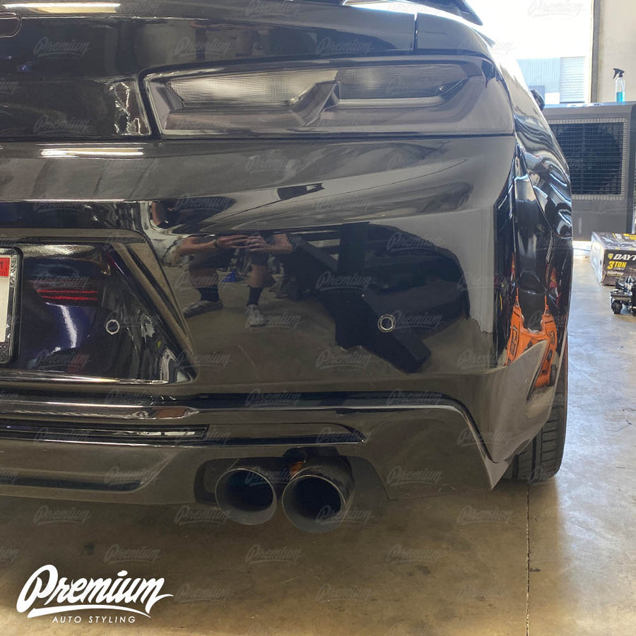 Rear Bumper Reflector Smoke Tint / Gloss Black Overlay | 2016-2018 Chevy Camaro