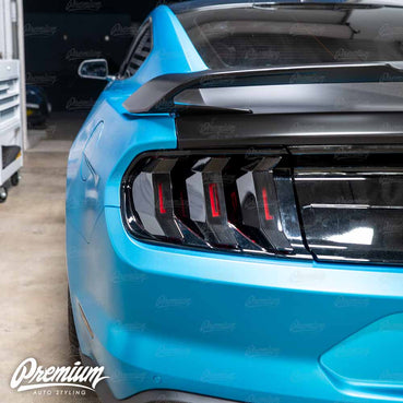 "LOL RUN" Tail Light Black Out w/ Custom Cut Vinyl Overlay - Gloss Black | 2018-2023 Ford Mustang