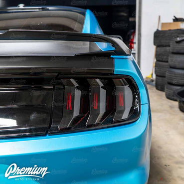 "LOL RUN" Tail Light Black Out w/ Custom Cut Vinyl Overlay - Gloss Black | 2018-2023 Ford Mustang