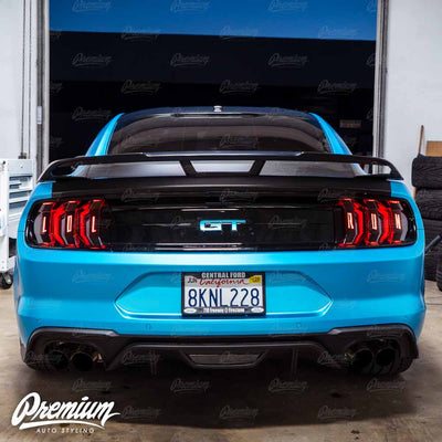 "LOL RUN" Tail Light Black Out w/ Custom Cut Vinyl Overlay - Gloss Black | 2018-2023 Ford Mustang