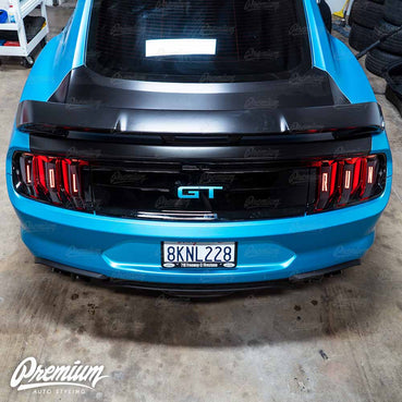 "LOL RUN" Tail Light Black Out w/ Custom Cut Vinyl Overlay - Gloss Black | 2018-2023 Ford Mustang